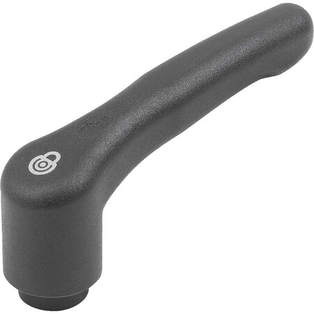 Kipp Adjustable Handle W.Safety Function Size:2 M06, Plastic Black Ral7021, Comp:Brass K1553.2061